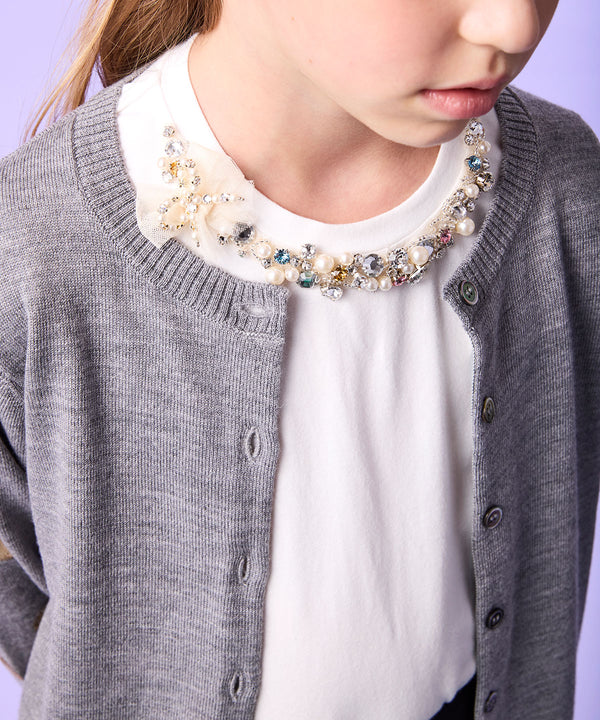 MAMERE 24AW Beaded Long Sleeve Cut and Sew 