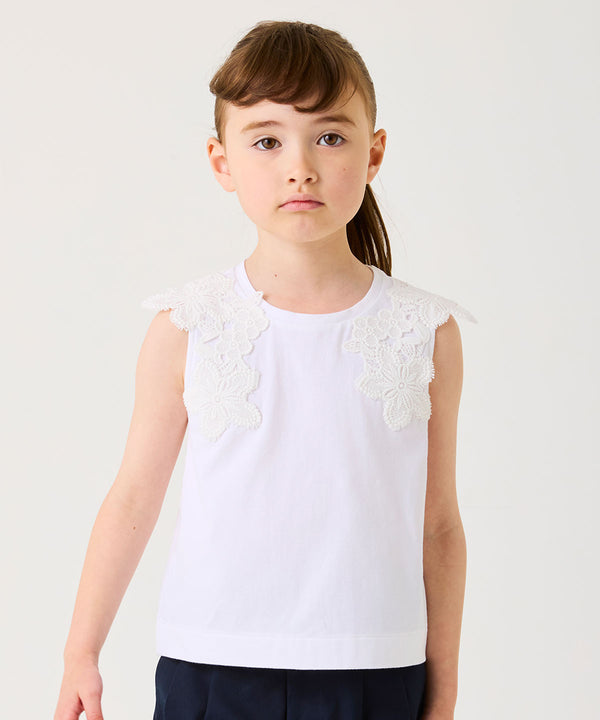 MAMERE 25SS トーションレース付きノースリーブカットソー ★