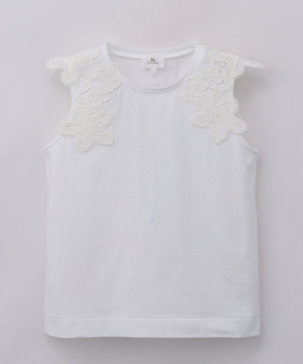 MAMERE 25SS トーションレース付きノースリーブカットソー ★
