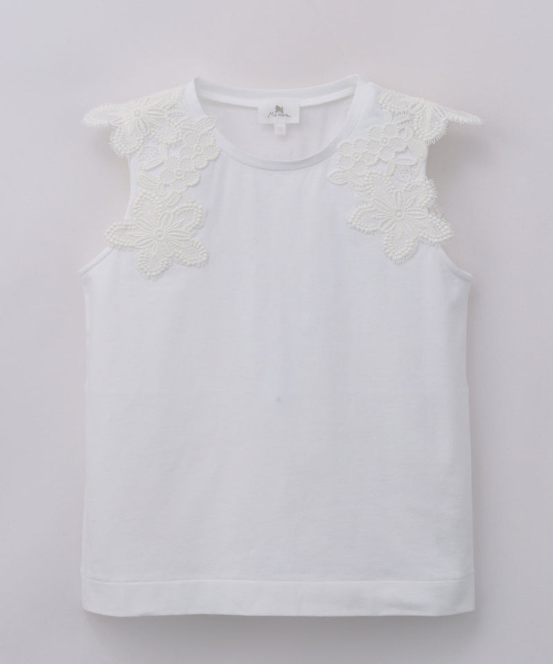 MAMERE 25SS トーションレース付きノースリーブカットソー ★