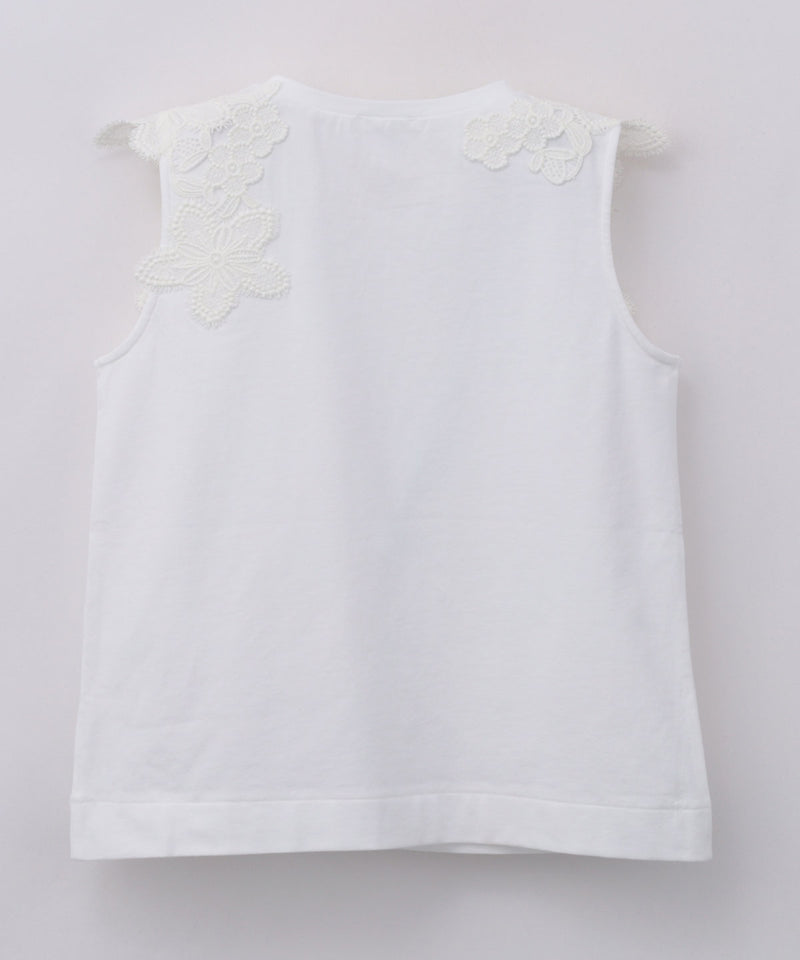 MAMERE 25SS トーションレース付きノースリーブカットソー ★