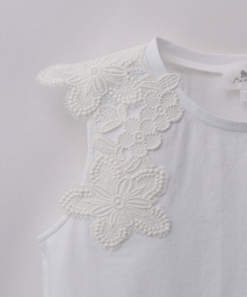 MAMERE 25SS トーションレース付きノースリーブカットソー ★