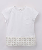 MAMERE 25SS ポケット付き裾レースカットソー ★