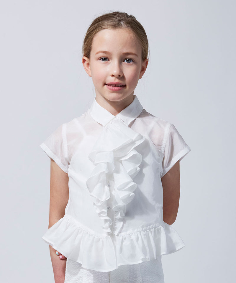 MAMERE 24SS Sheer Frill Blouse 