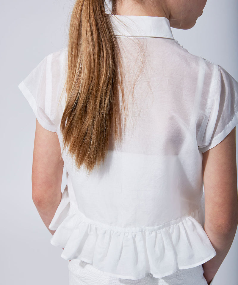 MAMERE 24SS Sheer Frill Blouse 