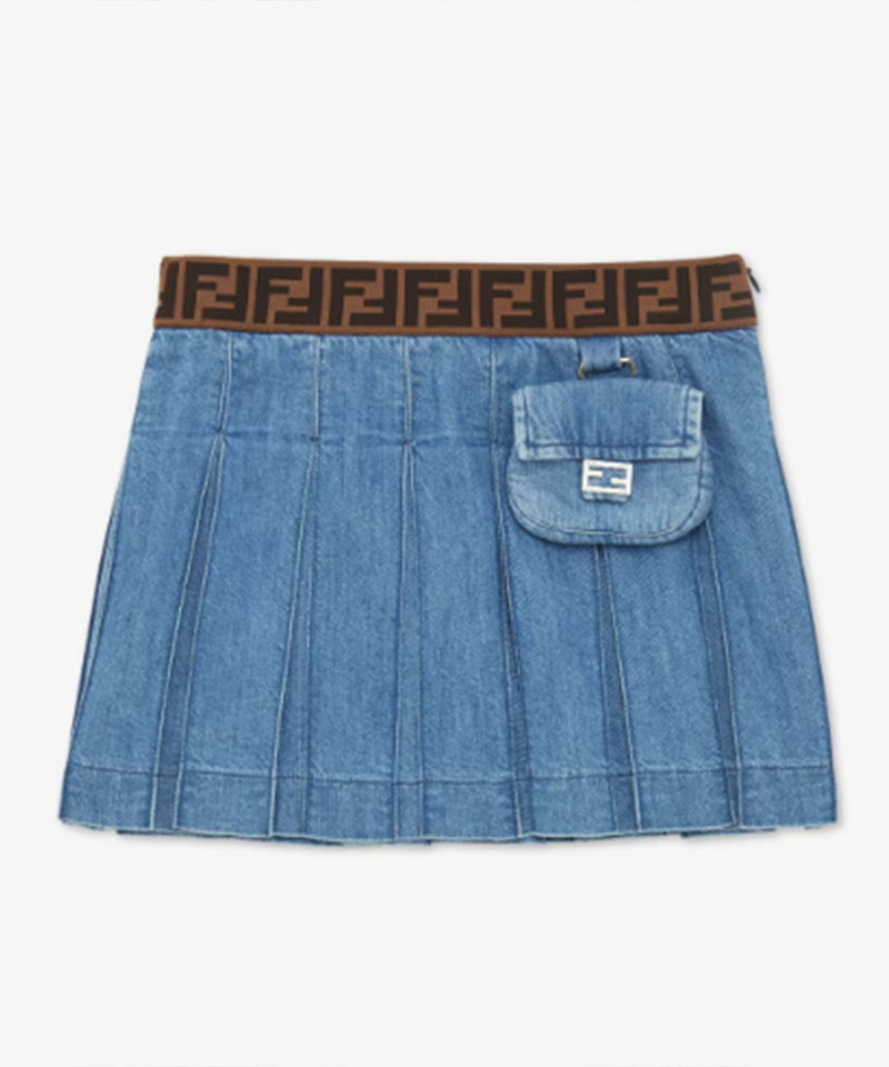 FENDI Bucket Applique Denim Skirt