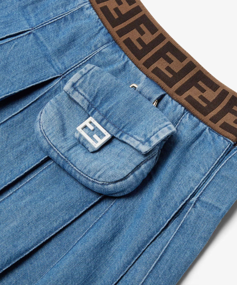 FENDI Bucket Applique Denim Skirt