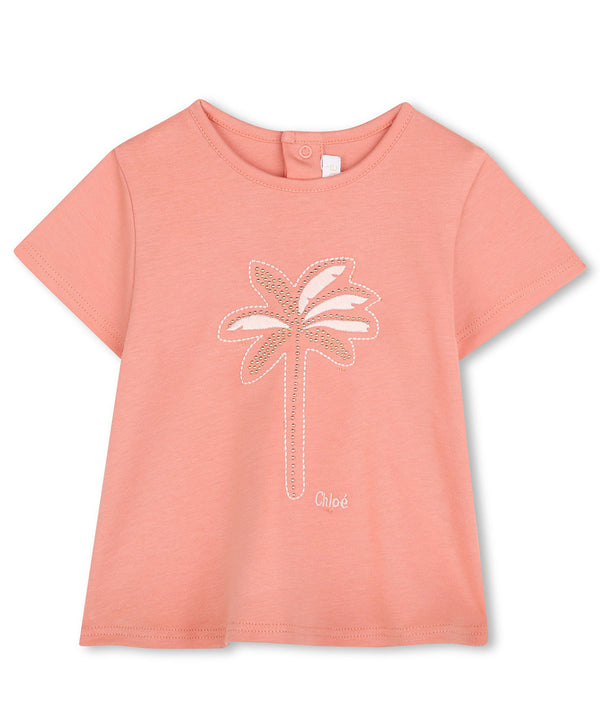 CHLOE BABY&amp;KIDS Palm Tree &amp; Logo Embroidered Top
