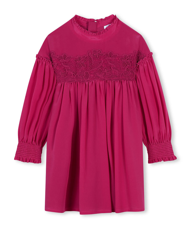 CHLOE Silk dress with lace detail