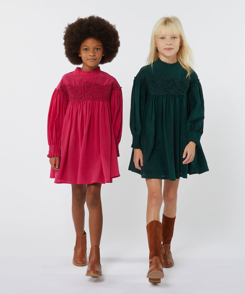 CHLOE Silk dress with lace detail