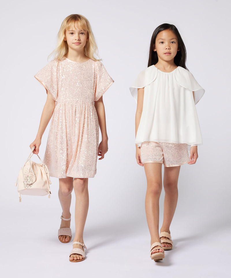 CHLOE Short Sleeve Sequin Dress