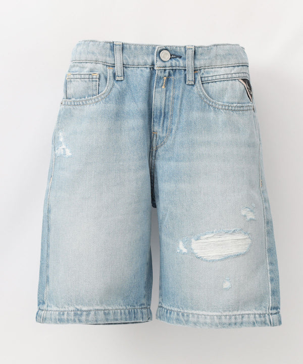 REPLAY 10.5oz distressed denim shorts 
