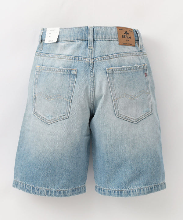 REPLAY 10.5oz distressed denim shorts 