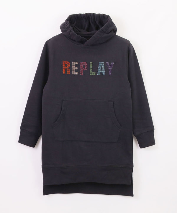 REPLAY ロゴフード付きスウェットワンピース１