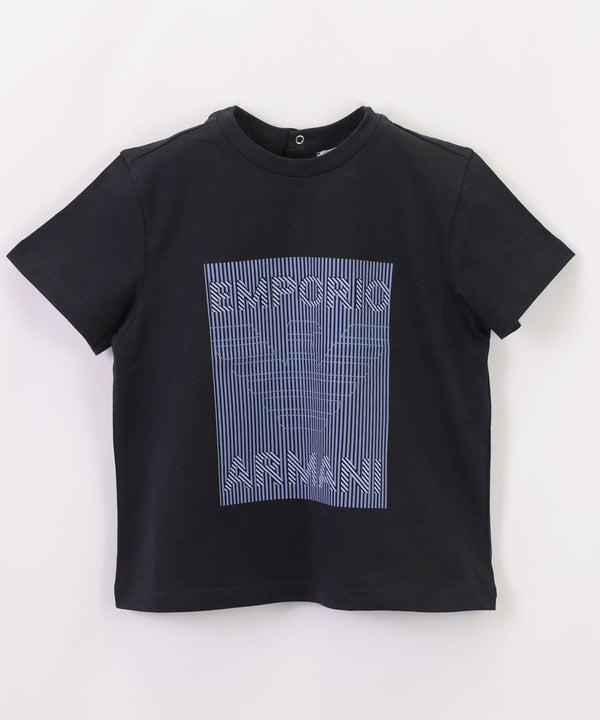 EMPORIO ARMANI BABY オーバーサイズ オプアート ストライプイーグルカットソー1