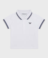 EMPORIO ARMANI BABY Striped trim stretch pique polo shirt ★ 