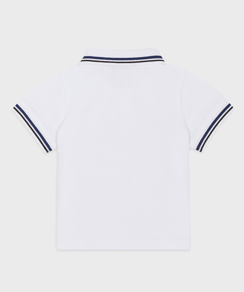EMPORIO ARMANI BABY Striped trim stretch pique polo shirt ★ 