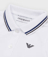 EMPORIO ARMANI BABY Striped trim stretch pique polo shirt ★ 