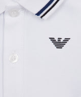 EMPORIO ARMANI BABY Striped trim stretch pique polo shirt ★ 