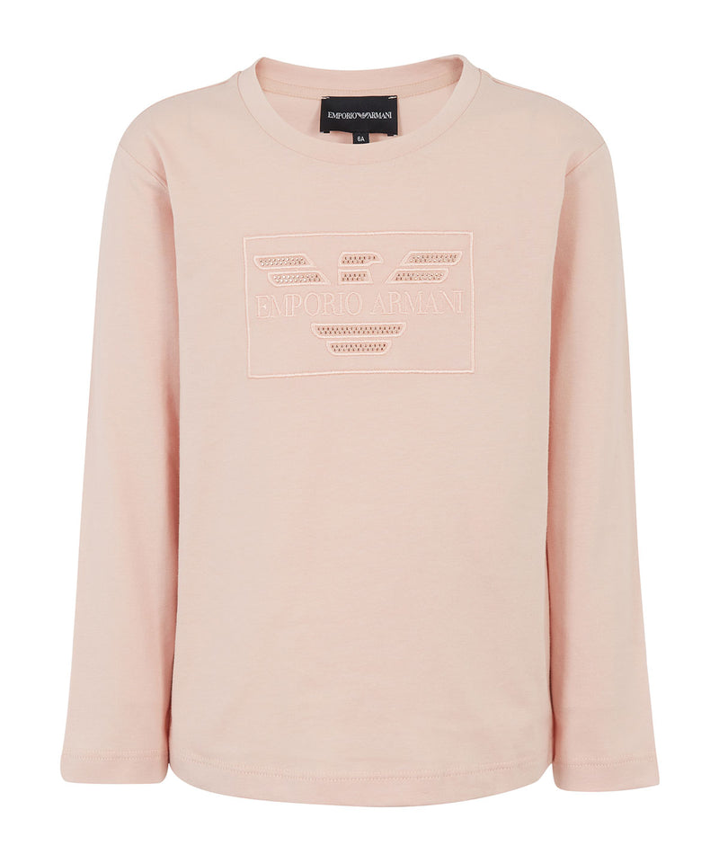 EMPORIO ARMANI logo embroidered and rhinestone top 