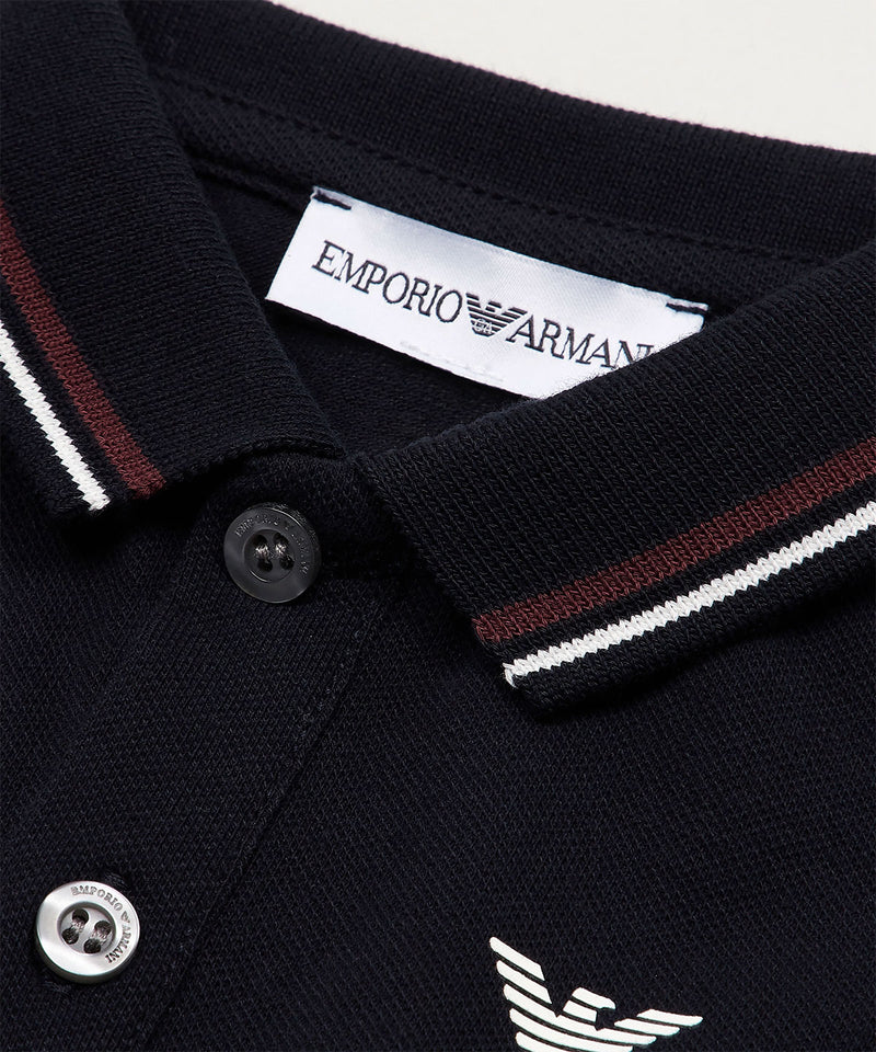 EMPORIO ARMANI BABY stretch piqué color trim polo shirt ★