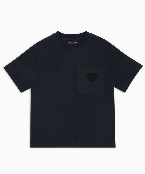 EMPORIO ARMANI logo embroidered interlock jersey ASV cut and sew
