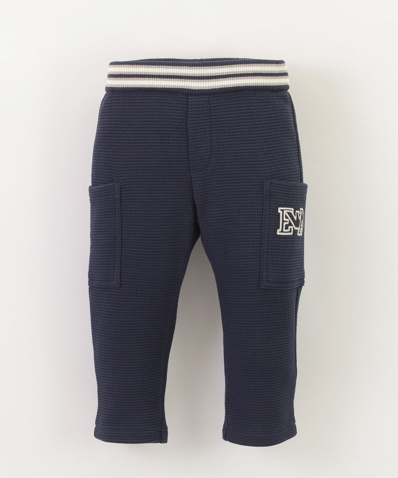 EMPORIO ARMANI BABY EA刺繍テクスチャードジャージー伸縮ウエストパンツ1