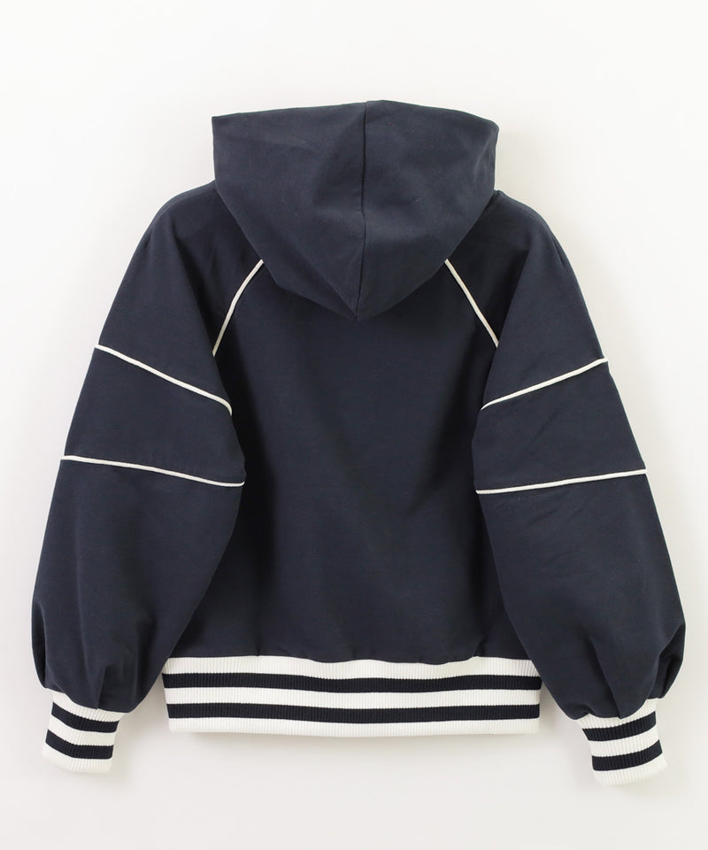 EMPORIO ARMANI Piping and logo embroidered comfort fit hooded sweatshirt 