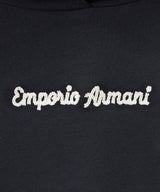 EMPORIO ARMANI Piping and logo embroidered comfort fit hooded sweatshirt 