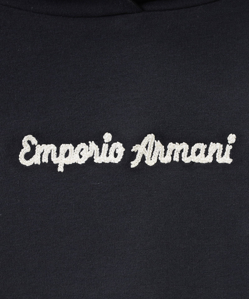 EMPORIO ARMANI Piping and logo embroidered comfort fit hooded sweatshirt 