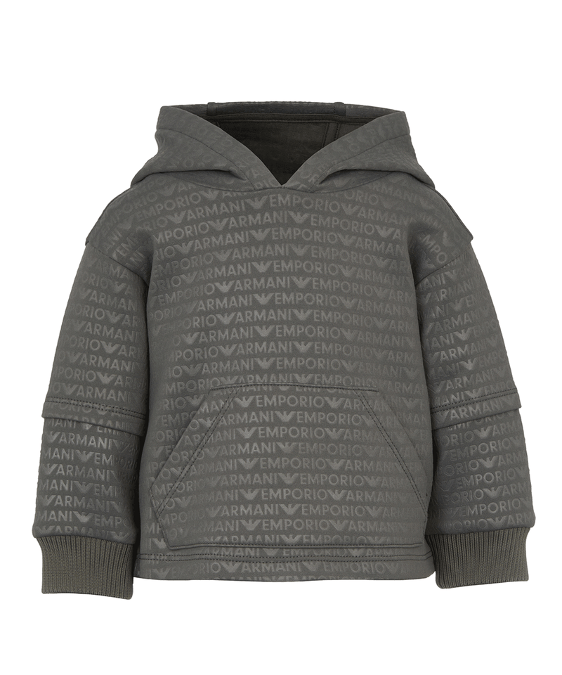 EMPORIO ARMANI BABY All-over logo lettering hooded sweatshirt 