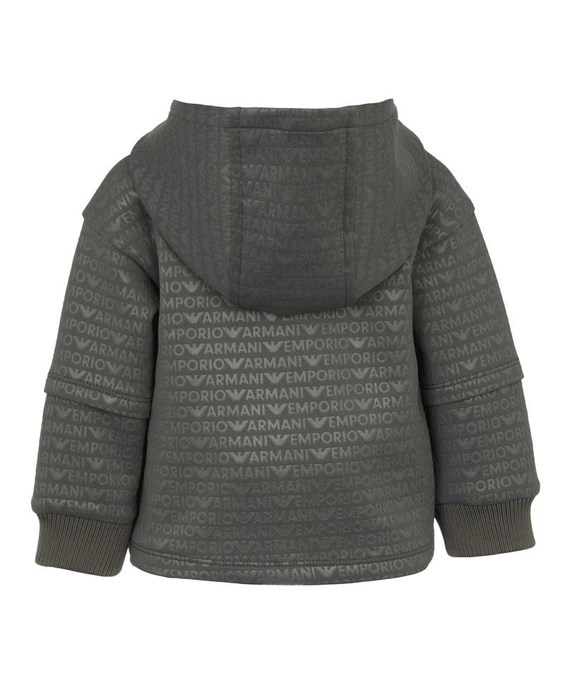 EMPORIO ARMANI BABY All-over logo lettering hooded sweatshirt 