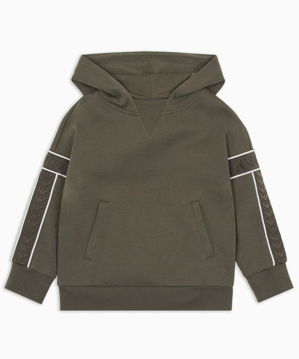 EMPORIO ARMANI Logo Tape Double Jersey Hooded Oversized Fit Sweatshirt