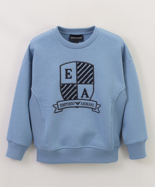 EMPORIO ARMANI oversized sweatshirt with embroidered EA logo emblem