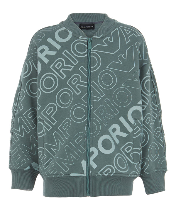 EMPORIO ARMANI All-Over Logo Zip-Up Sweatshirt