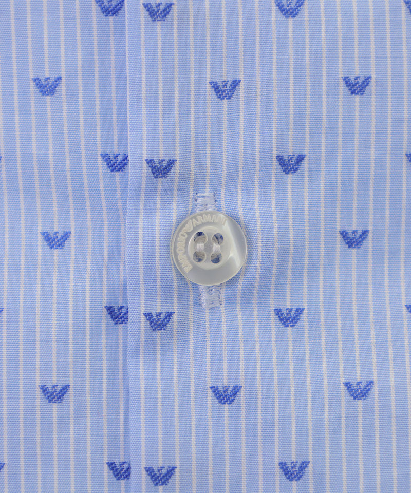 EMPORIO ARMANI BABY Jacquard Stripe &amp; Micro Eagle Embroidered Shirt ★ 
