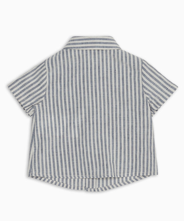 EMPORIO ARMANI BABY リネン混紡ストライプシャツ半袖シャツ