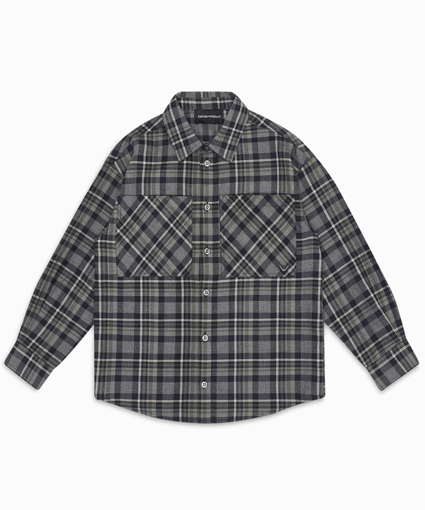 EMPORIO ARMANI Madras pattern flannel shirt