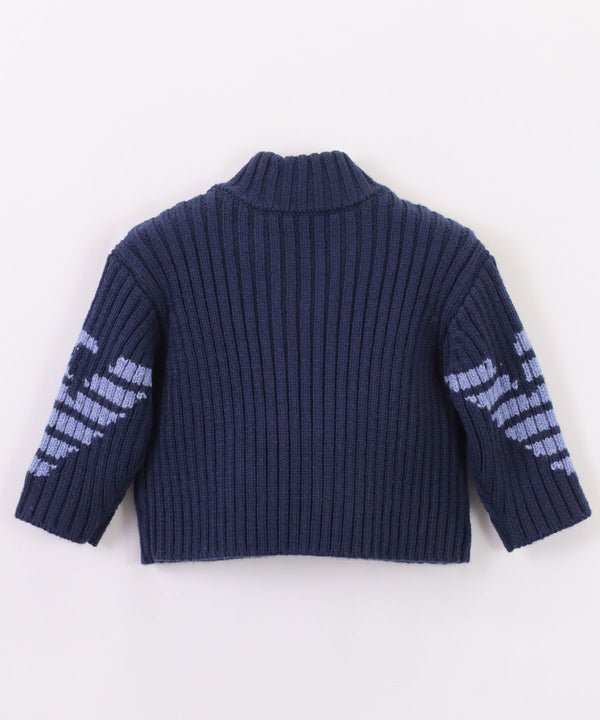 EMPORIO ARMANI BABY フルジップカーディガン  ジャカードイーグルウール混紡リブニット2