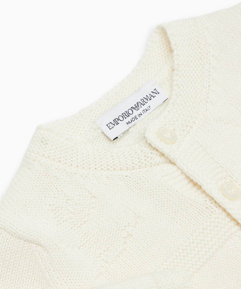 EMPORIO ARMANI BABY Tendresseパターン＆ロゴインターシャニットカーディガン ★