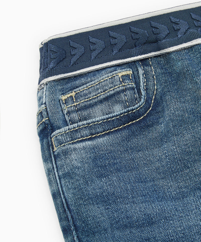 EMPORIO ARMANI BABY stretchy logo waist denim pants ★