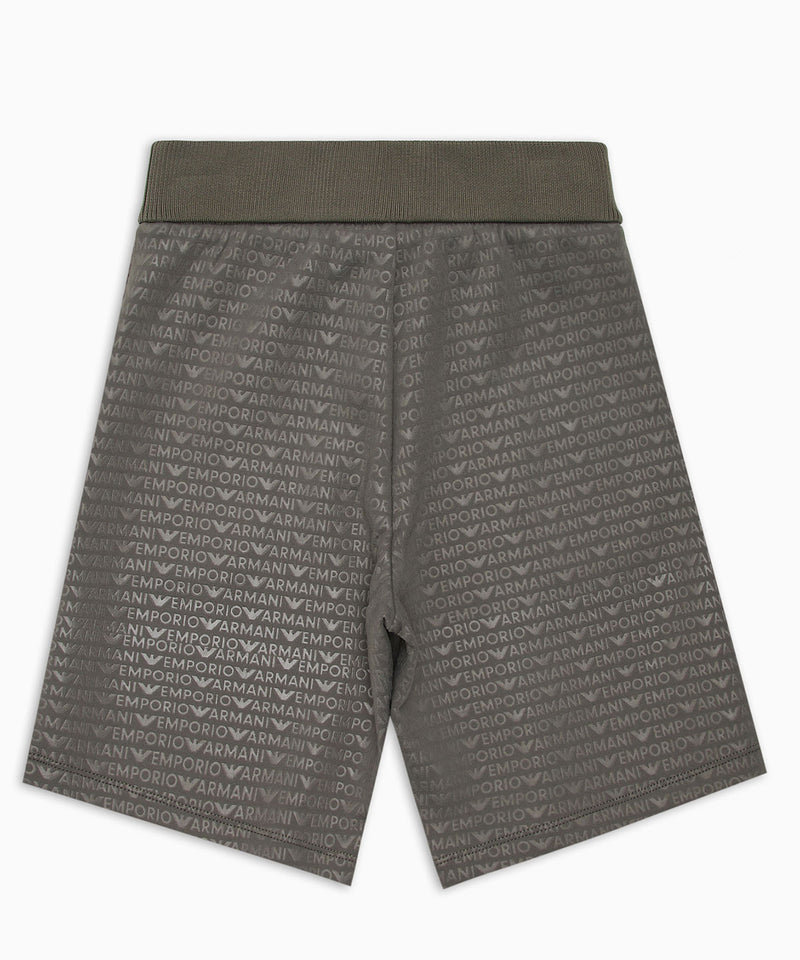 EMPORIO ARMANI Drawstring and all-over logo lettering loose fit Bermuda pants