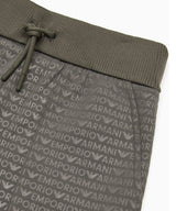 EMPORIO ARMANI Drawstring and all-over logo lettering loose fit Bermuda pants