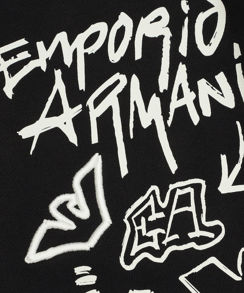 EMPORIO ARMANI Graffiti Logo Print EA Crew Bermuda Pants