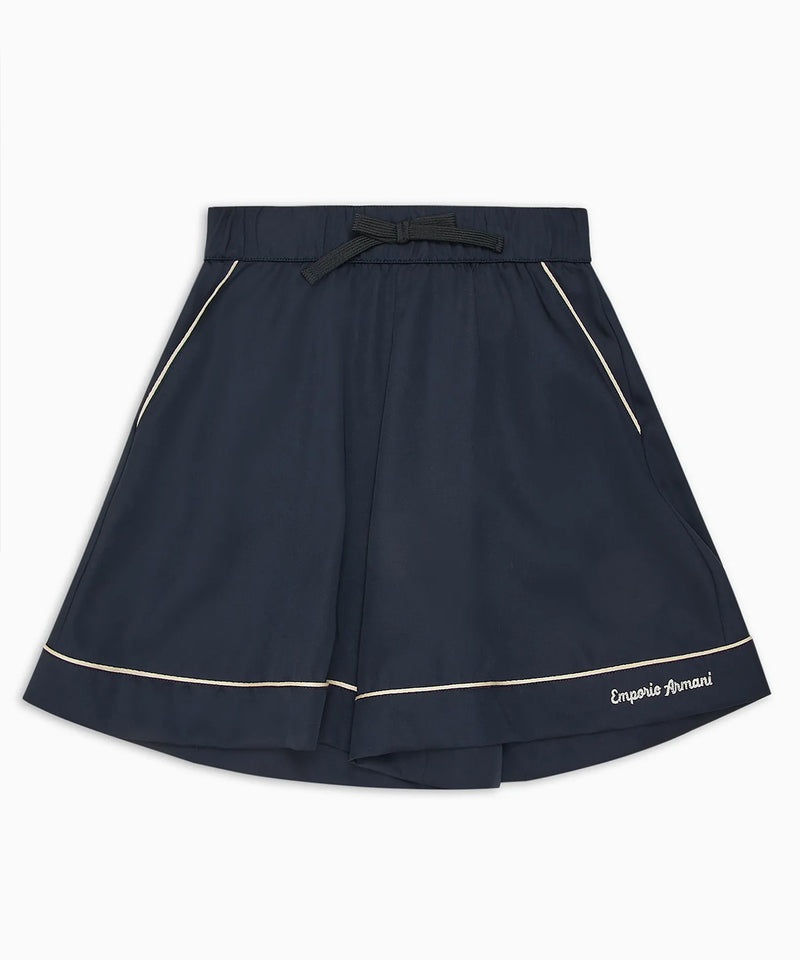 EMPORIO ARMANI Piping and logo embroidered modal jersey culottes 