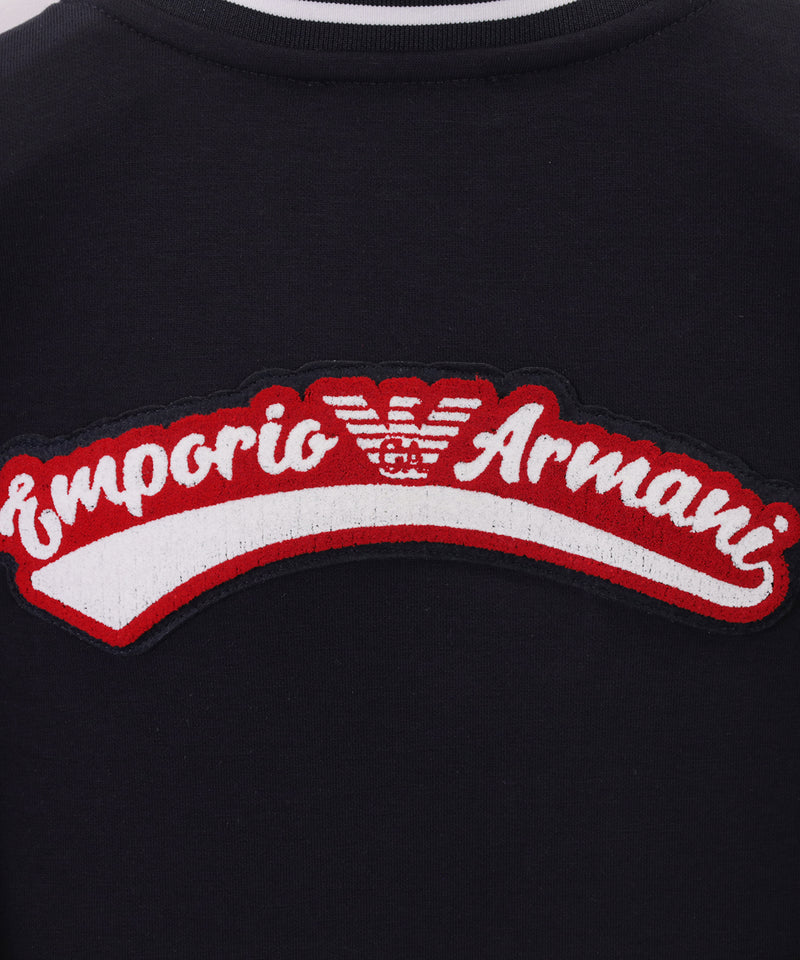 EMPORIO ARMANI スナップボタン＆プレッピーフォントロゴパッチダブルジャージーワンピース6