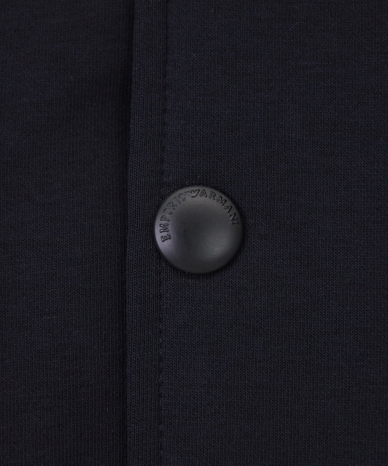 EMPORIO ARMANI スナップボタン＆プレッピーフォントロゴパッチブルジャージースウェットジャケット