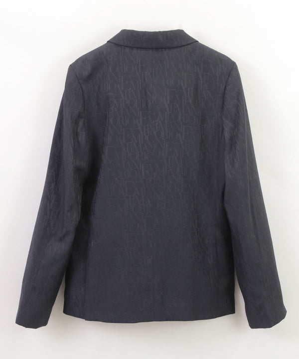EMPORIO ARMANI All-over lettering nylon jacquard single-breasted jacket ★ 