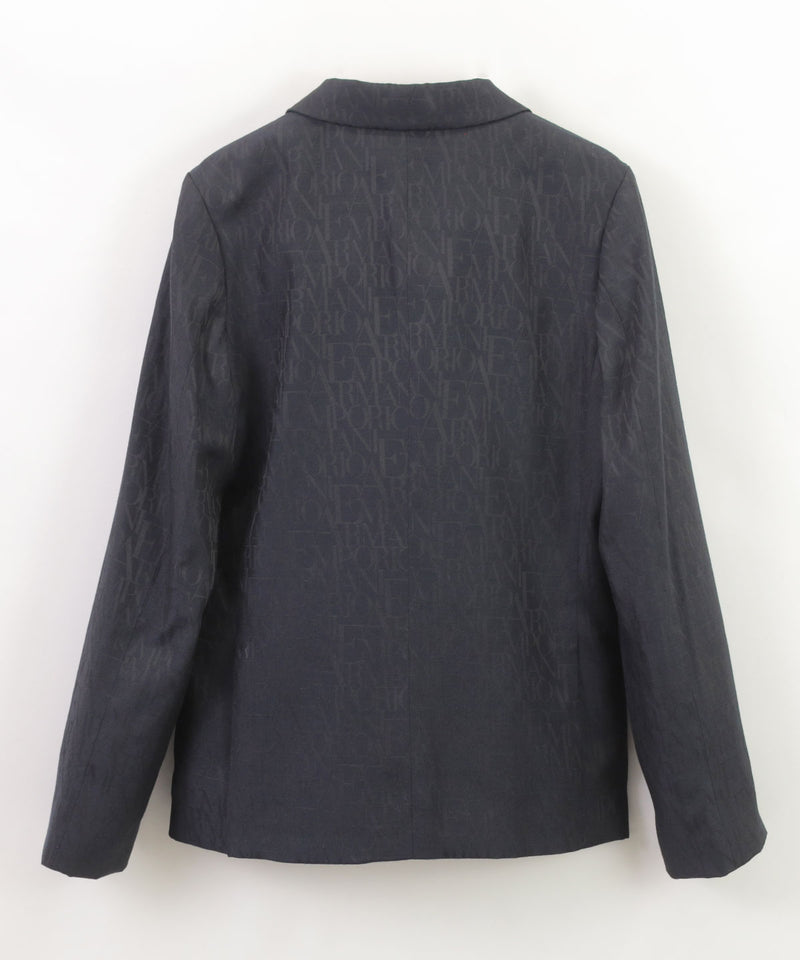 EMPORIO ARMANI All-over lettering nylon jacquard single-breasted jacket ★ 