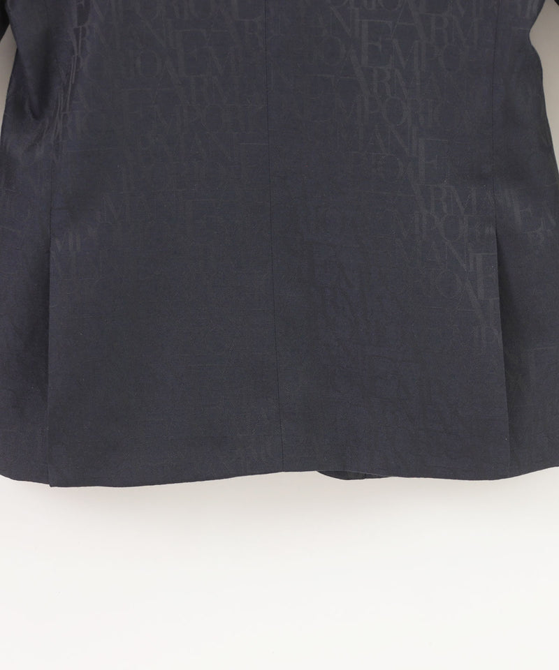 EMPORIO ARMANI All-over lettering nylon jacquard single-breasted jacket ★ 